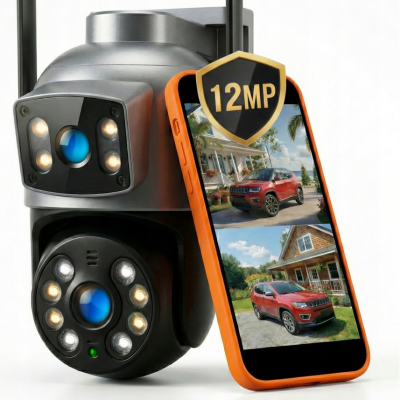 PODWÓJNA KAMERA WIFI IP SMART ZEWNĘTRZNA OBROTOWA 12MP DETEKCJA ALARM EUROLOOK ZC-05