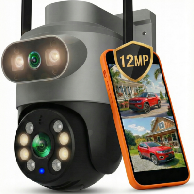 PODWÓJNA KAMERA WIFI IP SMART ZEWNĘTRZNA OBROTOWA 12MP DETEKCJA ALARM EUROLOOK ZC-06