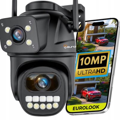 PODWÓJNA KAMERA WIFI IP SMART ZEWNĘTRZNA OBROTOWA 4K 10MP DETEKCJA ALARM EUROLOOK ZC-04 Dual