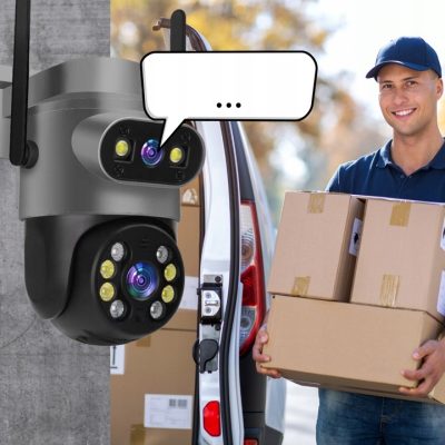 PODWÓJNA KAMERA WIFI IP SMART ZEWNĘTRZNA OBROTOWA 4K 8MPX DETEKCJA ALARM EUROLOOK ZC-06